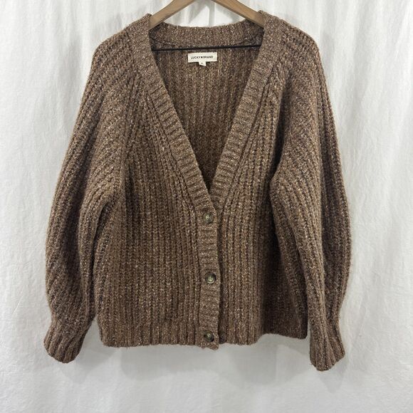 Lucky Brand Sweaters - Lucky Brand Brown Oversized Chunky Knit Shaker Cardigan Womens Size XL Fall